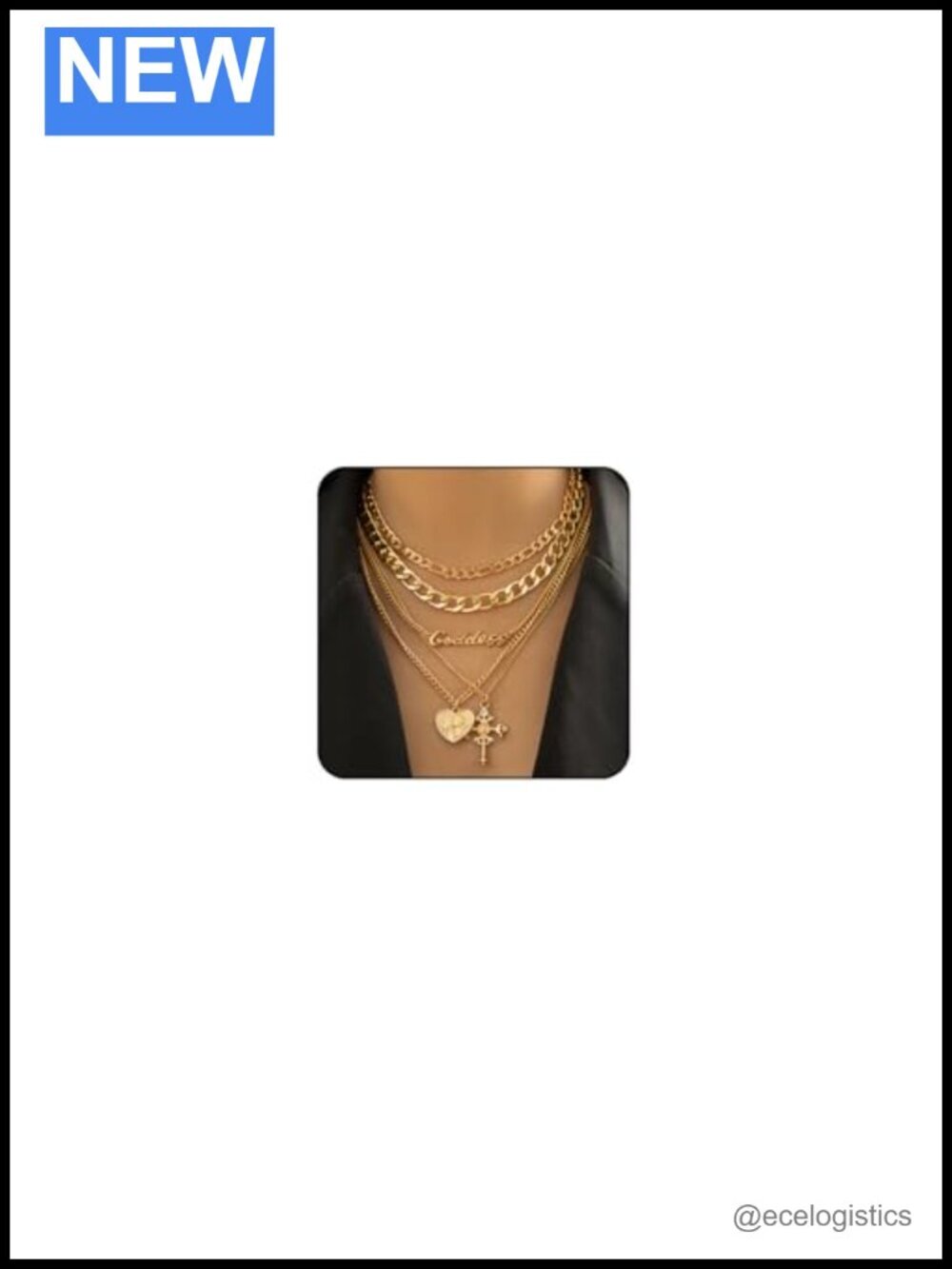 Layered Necklace Set for Women OT Paperclip Cross Heart Toggle Chunky Jewelry